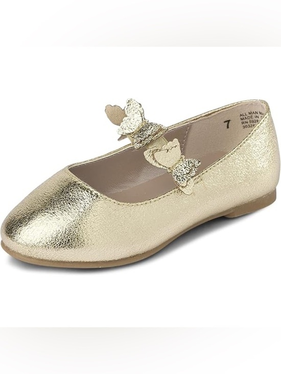 The Children's Place Other - Children’s Place Girls Metallic Gold Butterfly Strap Mary Jane Kids Shoes Size 7